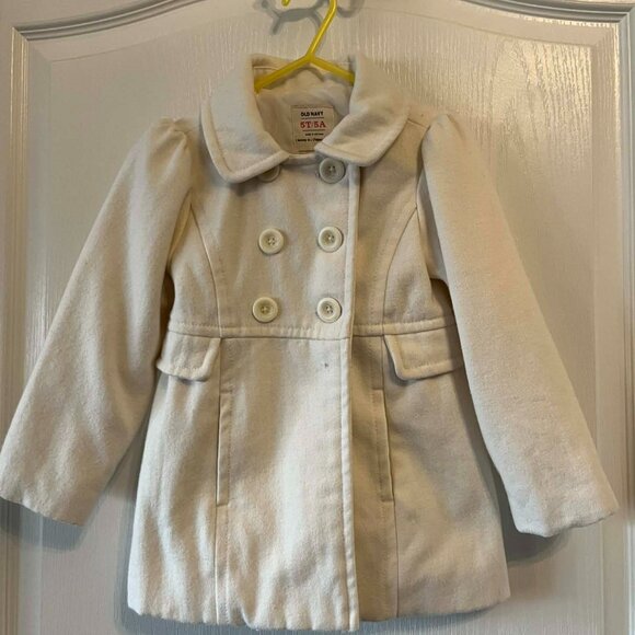 Old Navy Breasted Peacoat for Toddler Girls in Cream size 5T/5A - Picture 1 of 4